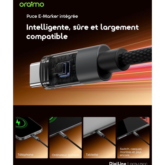 CÂBLE ORAIMO TYPE-C 100W