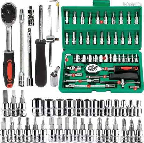 Kit 46 Pièces Outils Mécaniques – Clé à Cliquet & Douilles