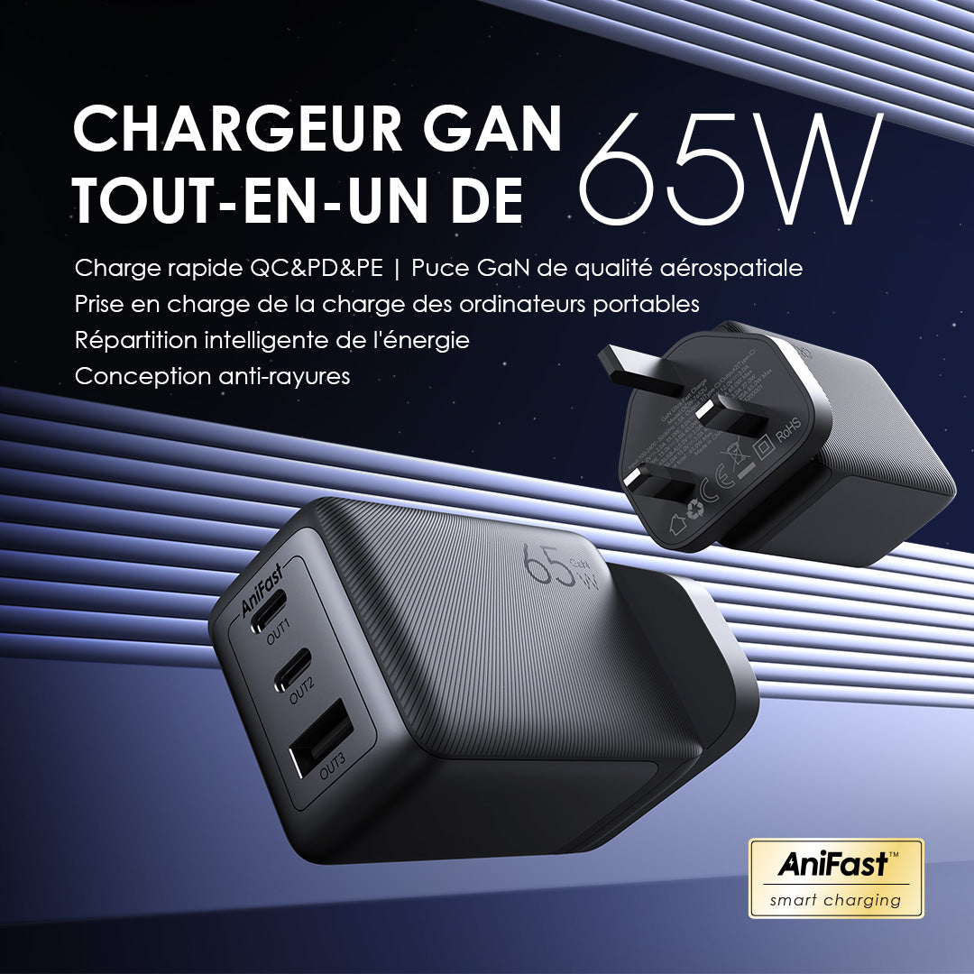 Oraimo HyperGaN 65 65W Kit de Chargeur mural