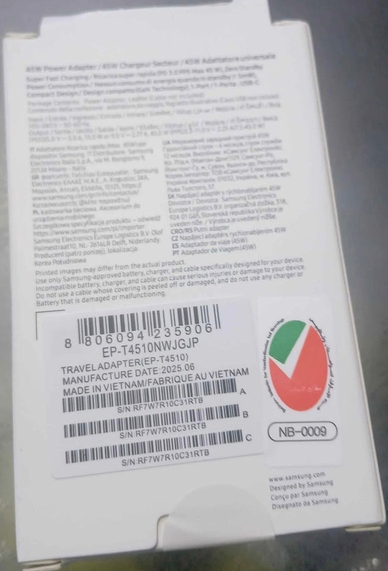 Chargeur original 45w Samsung
